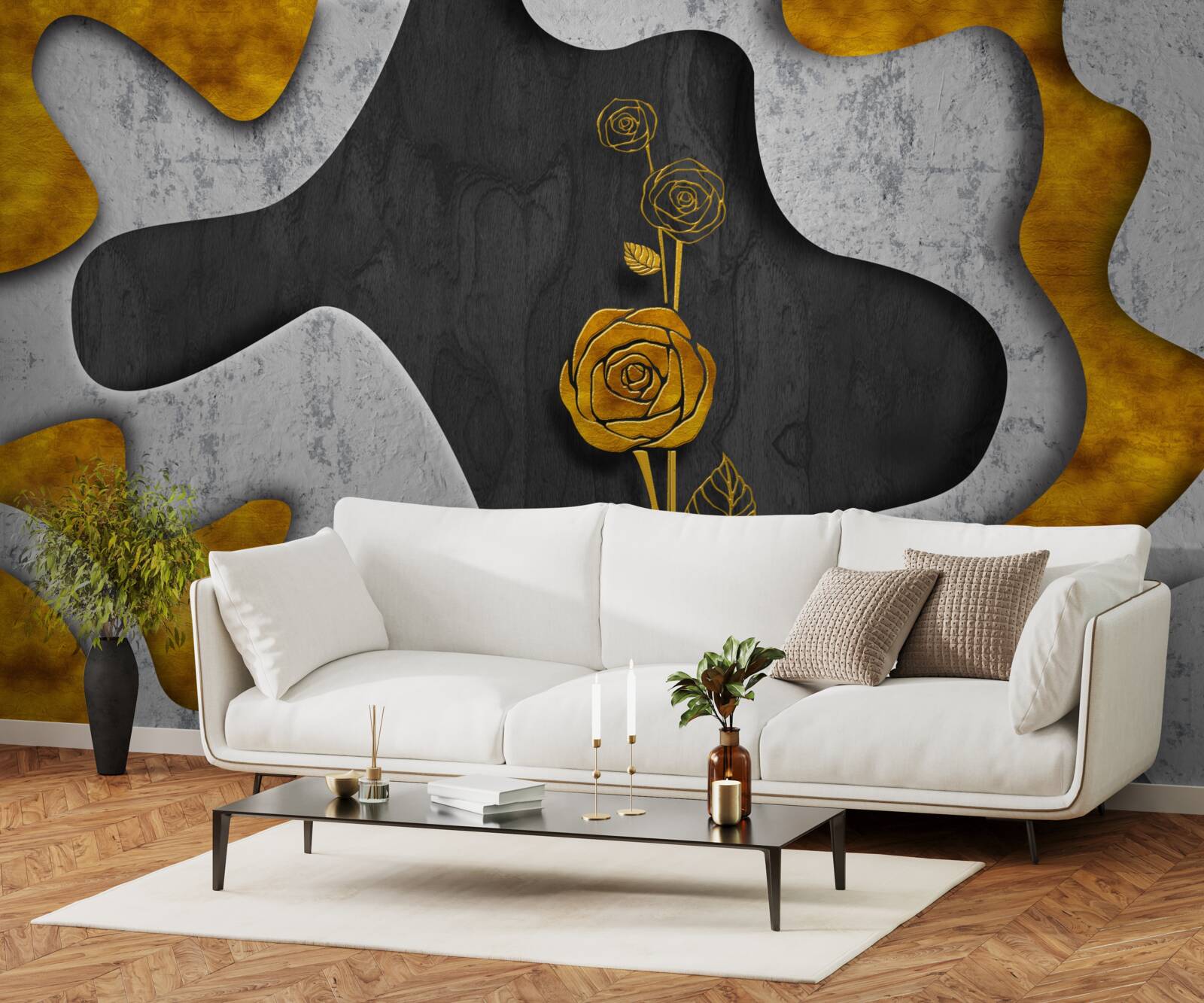Papier peint rose d'or en décoration