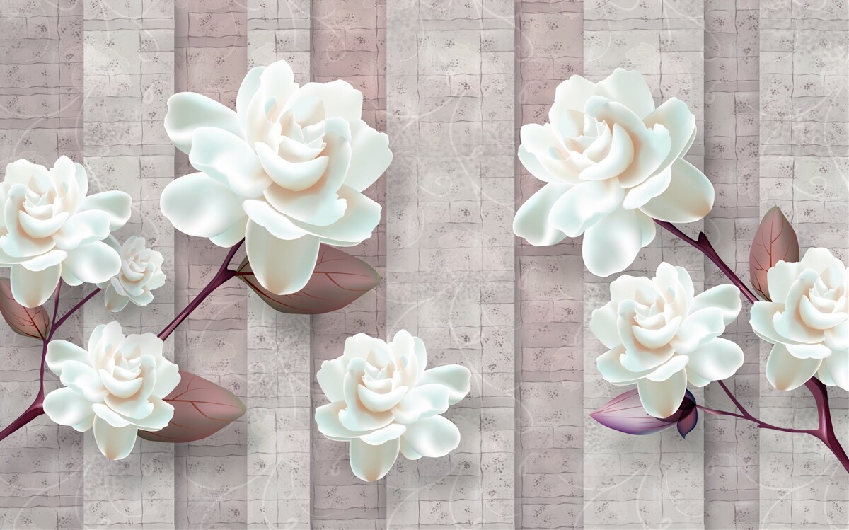 Papier peint des fleurs plus blanches que la neige sur les branches