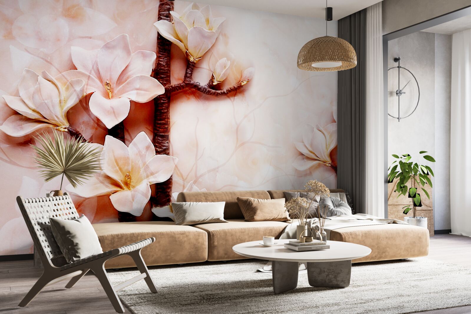 Papier peint les branches du gracieux magnolia rosé