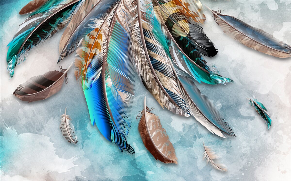 Papier peint plumage brillant et multicolore