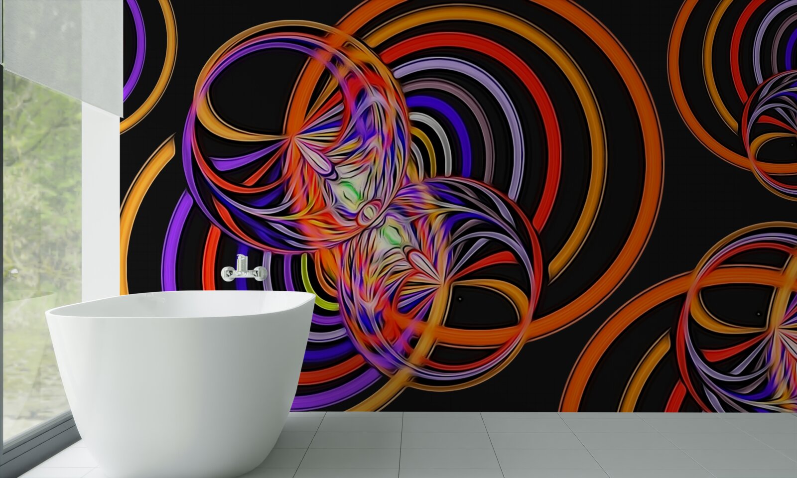 Papier peint anneaux remplis de bulles colorées