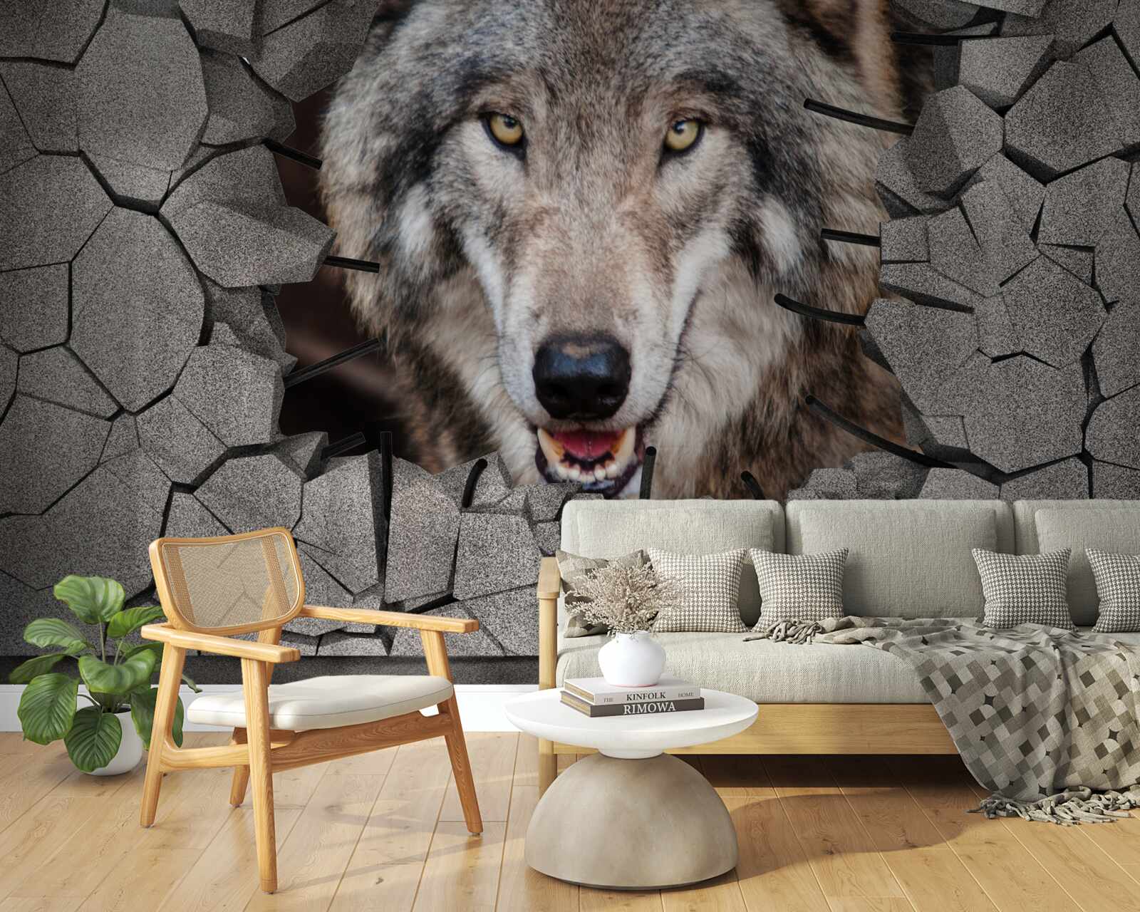 Papier peint le loup de la forêt détruit le mur