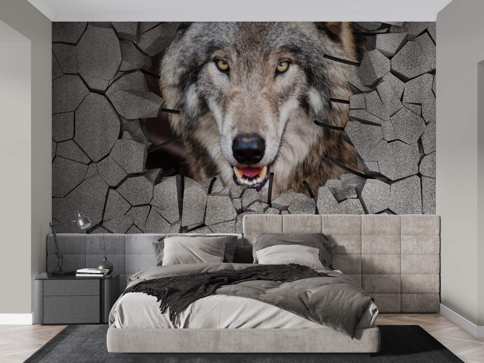 Papier peint le loup de la forêt détruit le mur
