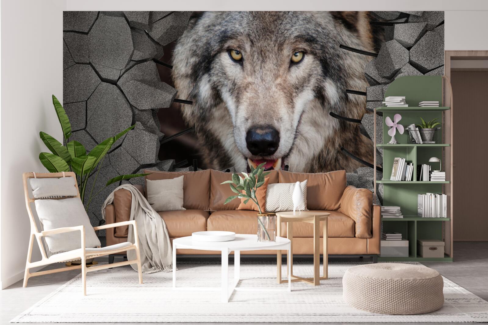 Papier peint le loup de la forêt détruit le mur