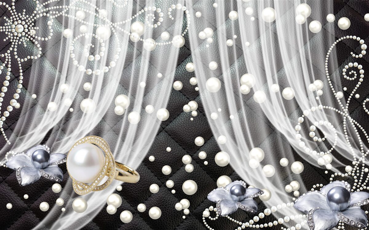 Papier peint tulle rehaussé de diamants blancs
