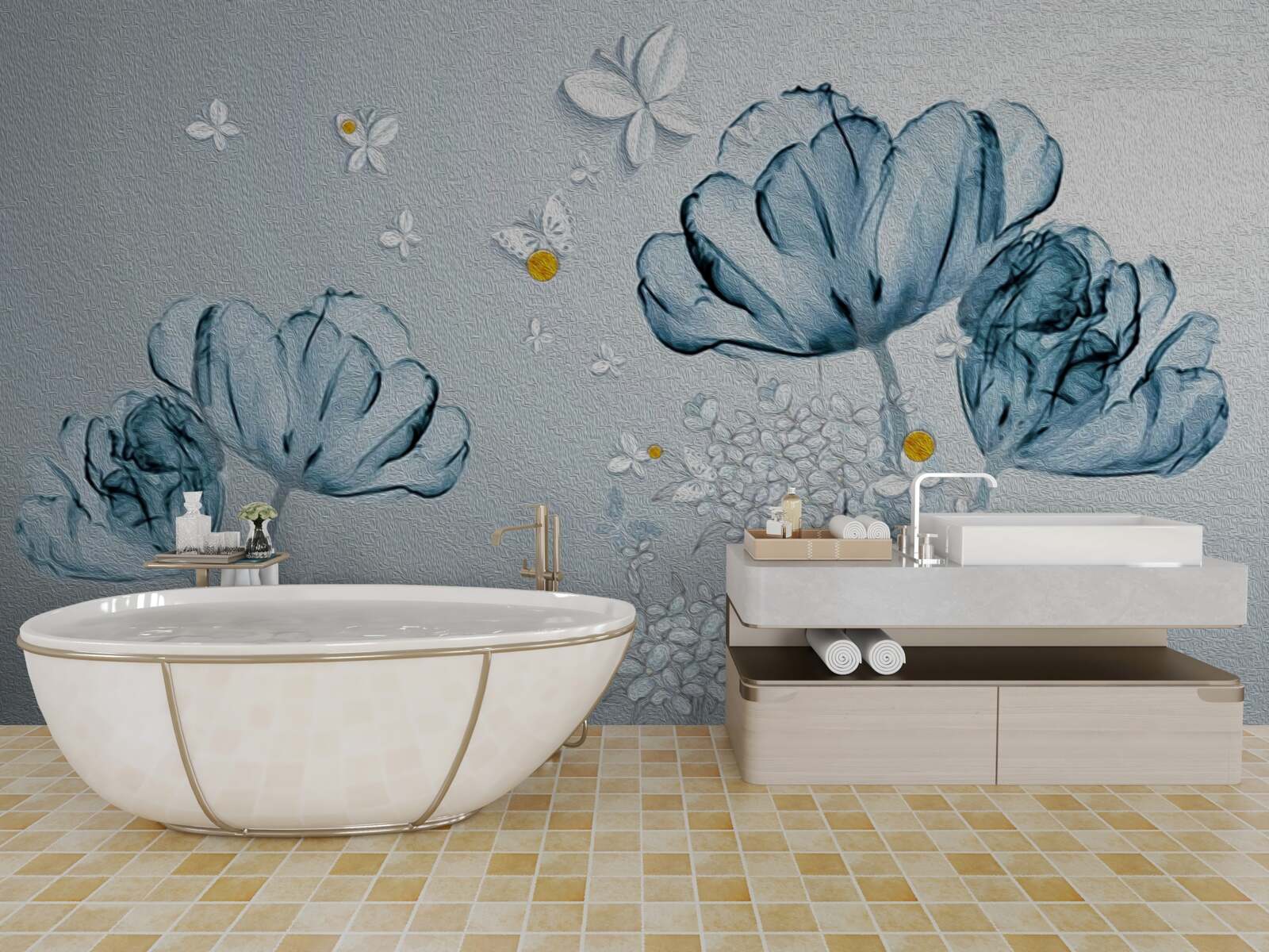 Papier peint Les coquelicots de printemps ont des fleurs transparentes