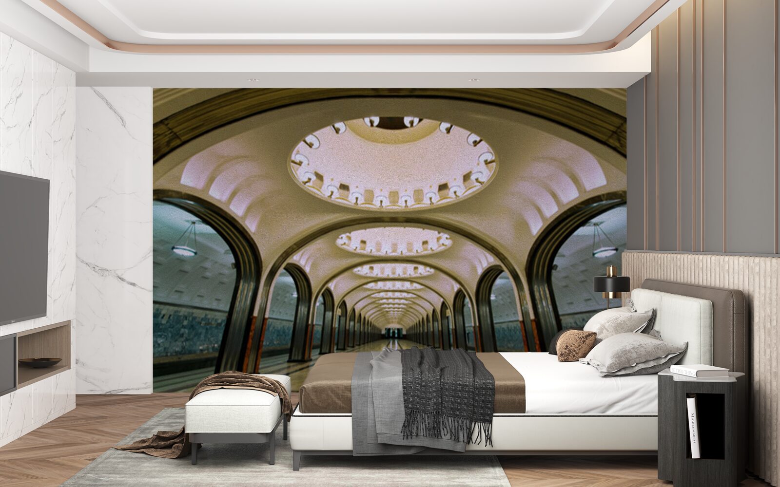 Papier peint représentation visuelle d'un tunnel de métro