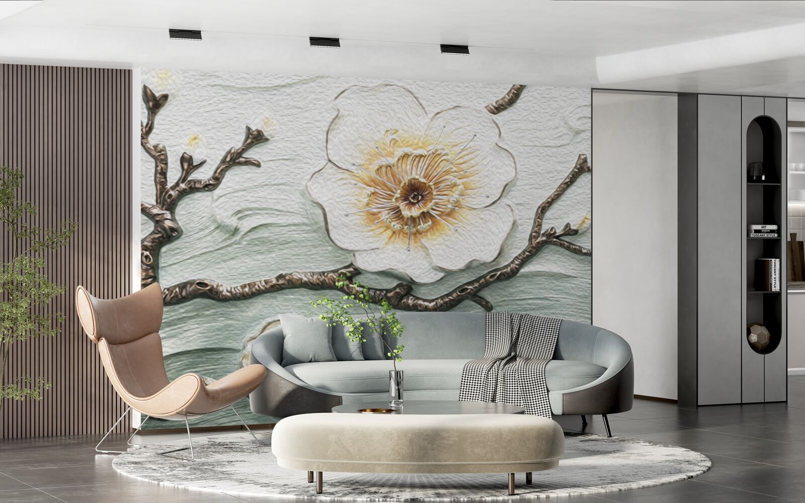 Papier peint le vent fait osciller les bourgeons du magnolia blanc