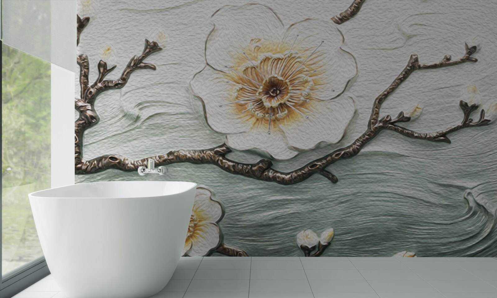 Papier peint le vent fait osciller les bourgeons du magnolia blanc