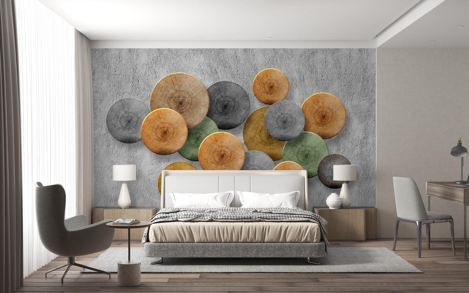 Papier peint des sections d'arbres de différentes teintes