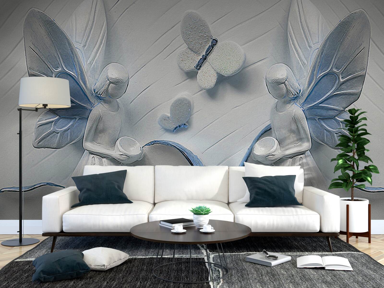 Papier peint femmes avec des ailes de papillon