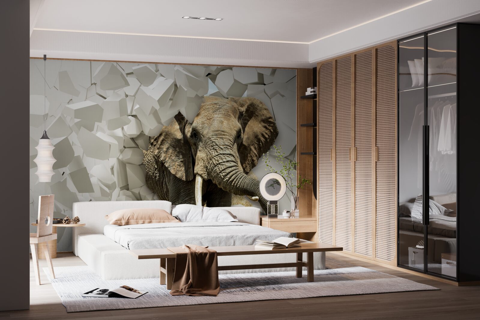 Papier peint Mur détruit par un éléphant