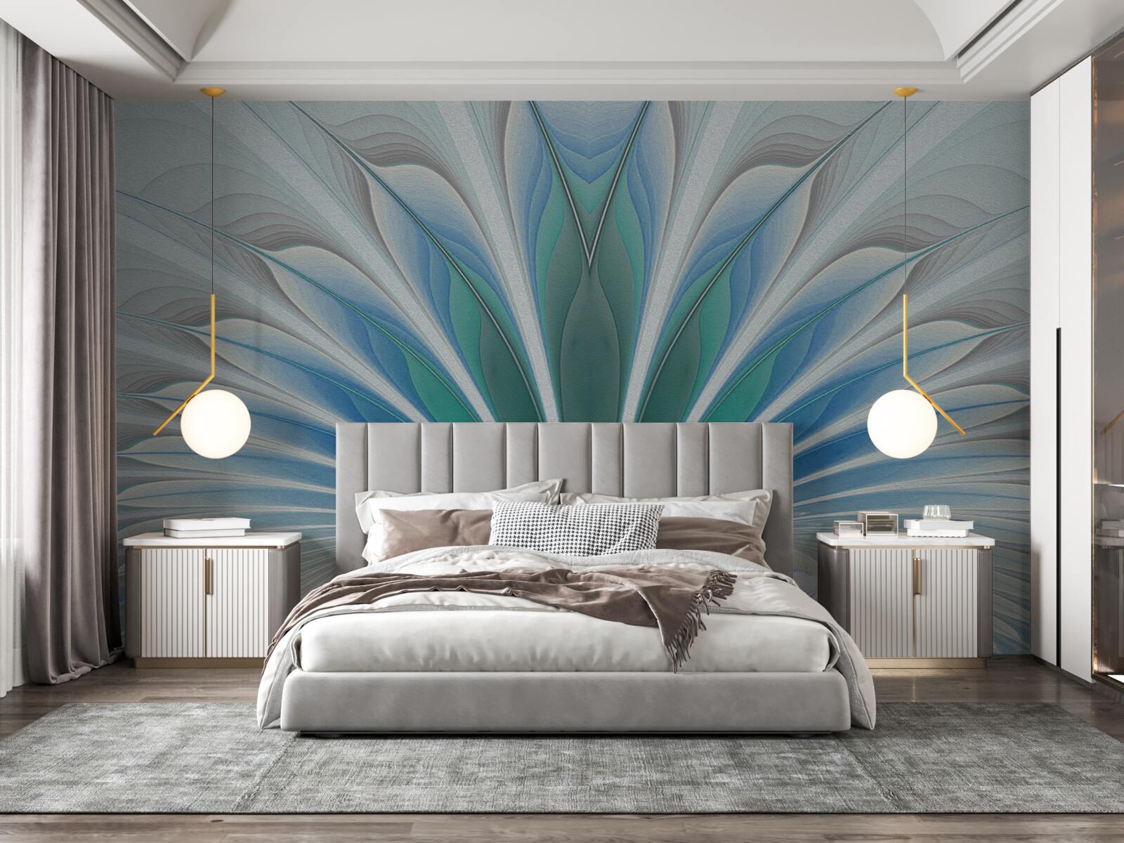 Papier peint les plumes bleues créent une abstraction