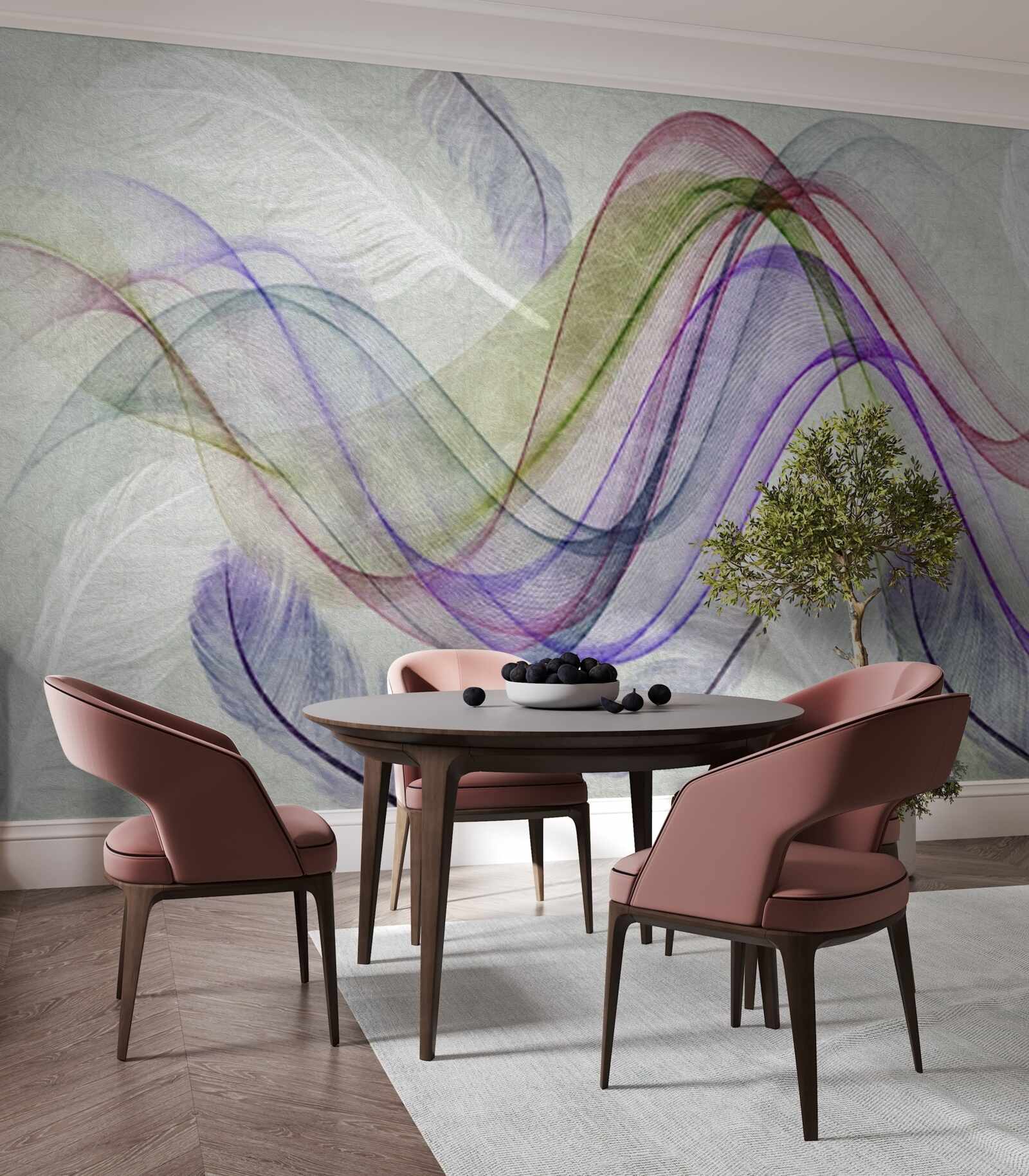 Papier peint lignes colorées abstraites