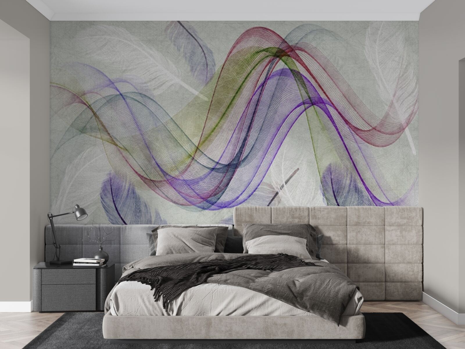 Papier peint lignes colorées abstraites