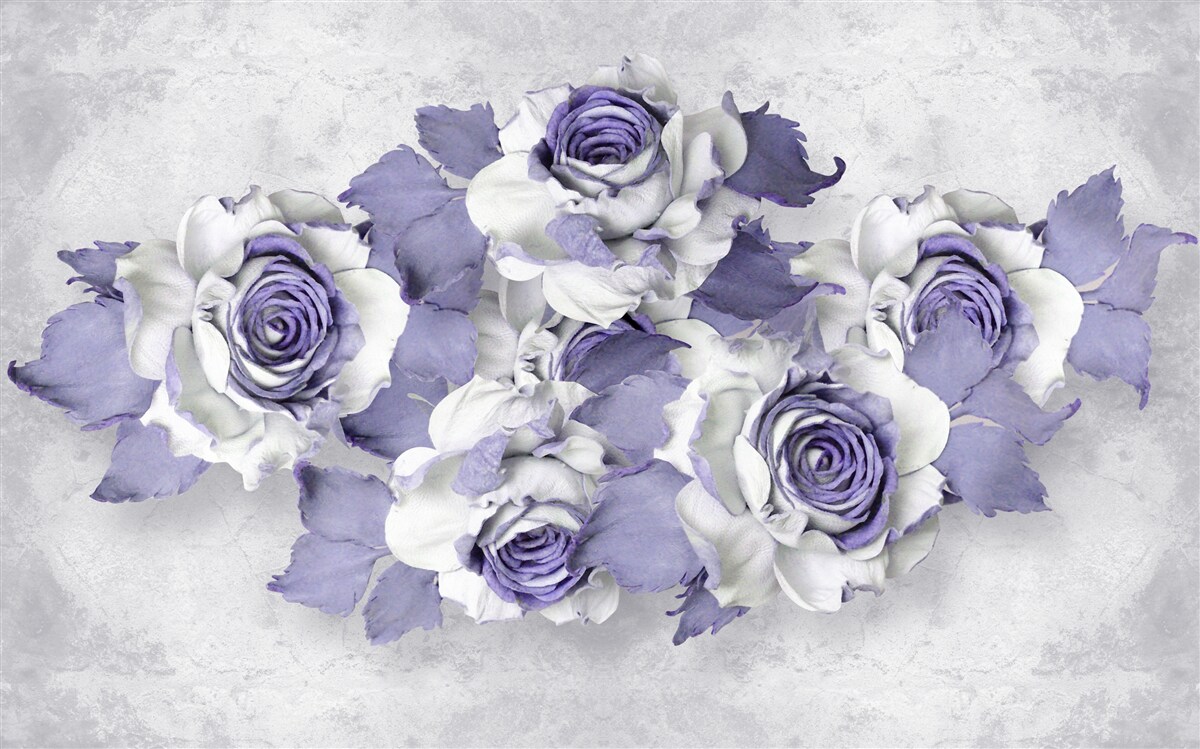 Papier peint Bouquet exquis de roses dans une délicate teinte lilas