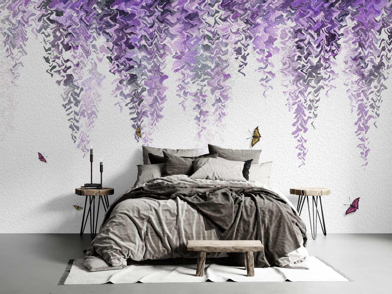 Papier peint reflet de fleurs de lilas dans l'eau