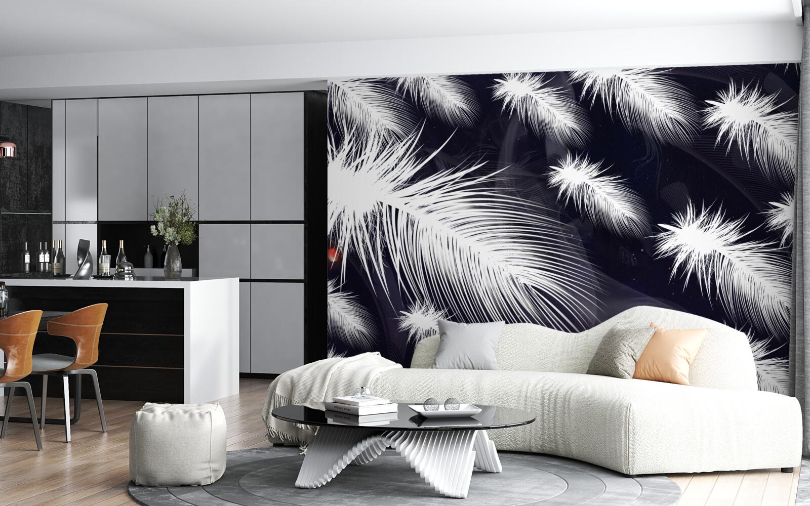 Papier peint les plumes sont blanches, douces et duveteuses