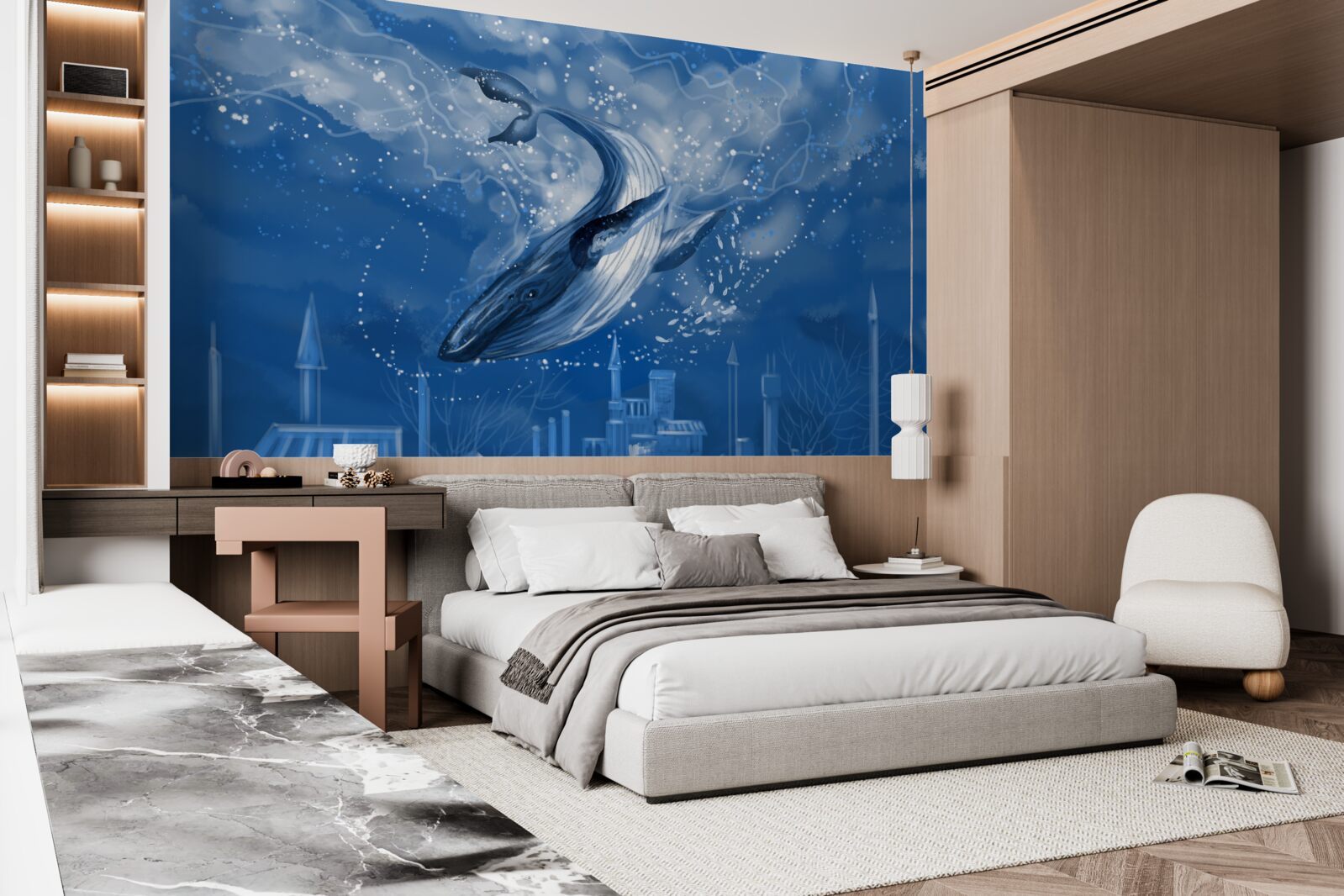 Papier peint abîme océanique et baleine bleue