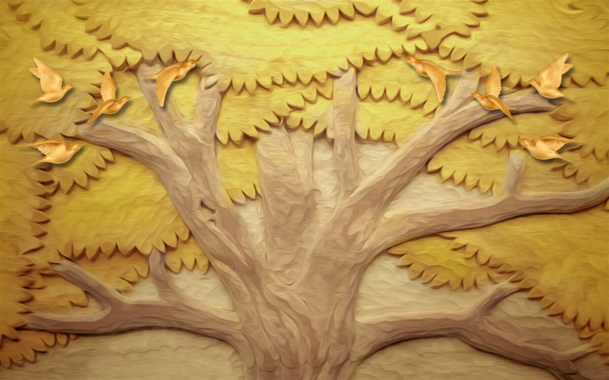 Papier peint le soleil couchant sur la lisière d'une forêt d'automne
